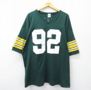 XL★古着 半袖 ビンテージ フットボール Tシャツ メンズ 90年代 90s NFL グリーンベイパッカーズ レジーホワイト92 大きいサイズ ロング丈 Vネック USA製 緑 アメフト スーパーボウル【spe】 26apr01