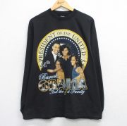 XL★古着 長袖 ビンテージ Tシャツ メンズ 00年代 00s バラクオバマ 大きいサイズ コットン クルーネック 黒【spe】 26apr03