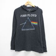 XL★古着 長袖 ロック バンド Tシャツ パーカー メンズ ピンクフロイド 黒 霜降り【spe】 26apr03