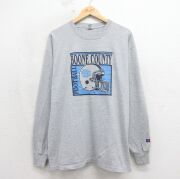 L★古着 ラッセル 長袖 ビンテージ Tシャツ メンズ 00年代 00s フットボール クルーネック グレー 霜降り【spe】 26may19