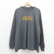 XL★古着 ラッセル 長袖 ビンテージ Tシャツ メンズ 00年代 00s フットボール 大きいサイズ クルーネック グレー 霜降り【spe】 26may21