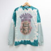 L★古着 長袖 Tシャツ メンズ 00年代 00s リアルバッドマン GALACTIC POT HEALER コットン クルーネック USA製 ライトブルー タイダイ【spe】 26jun08