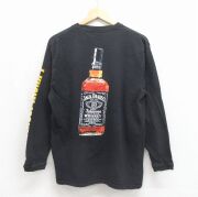 L★古着 長袖 ビンテージ Tシャツ メンズ 00年代 00s ジャックダニエル コットン クルーネック ブラック【spe】 26jun09