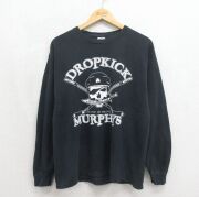 L★古着 長袖 ビンテージ ロック バンド Tシャツ メンズ 00年代 00s ドロップキックマーフィーズ コットン クルーネック ブラック【spe】 26jun09