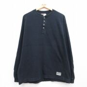 XL★古着 リーバイス Levis 長袖 ビンテージ Tシャツ メンズ 00年代 00s 無地 大きいサイズ コットン ヘンリーネック ブラック【spe】 26jun23