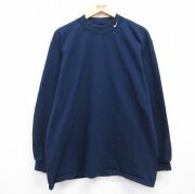XL★古着 ナイキ NIKE 長袖 ビンテージ Tシャツ メンズ 90年代 90s ワンポイントロゴ コットン USA製 ネイビー【spe】 26jun23