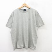 XL★古着 ラルフローレン Ralph Lauren 半袖 ブランド Tシャツ メンズ 90年代 90s ワンポイントロゴ 大きいサイズ コットン クルーネック グレー 霜降り 【spe】 25sep01 中古