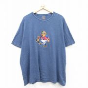 XL★古着 ラルフローレン Ralph Lauren 半袖 ブランド Tシャツ メンズ ポロベア フットボール 大きいサイズ コットン クルーネック 紺 ネイビー 霜降り 【spe】 25sep01 中古