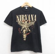 S★古着 半袖 ロック バンド Tシャツ メンズ ニルバーナ ニルヴァーナ インユーテロ コットン クルーネック 黒 ブラック 【spe】 25aug04 中古