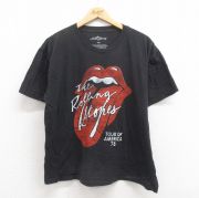 XL★古着 半袖 ロック バンド Tシャツ メンズ ローリングストーンズ The Rolling Stones コットン クルーネック 黒 ブラック 【spe】 25aug04 中古