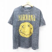XL★古着 半袖 ロック バンド Tシャツ メンズ ニルバーナ ニルヴァーナ コットン クルーネック 黒 ブラック 【spe】 25aug07 中古