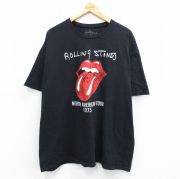 XL★古着 半袖 ロック バンド Tシャツ メンズ ローリングストーンズ The Rolling Stones 大きいサイズ コットン クルーネック 黒 ブラック 【spe】 25aug07 中古