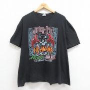 XL★古着 半袖 ロック バンド Tシャツ メンズ モトリークルー デフレパード ポイズン ジョーンジェット 大きいサイズ コットン クルーネック 黒 ブラック 【spe】 25aug18 中古