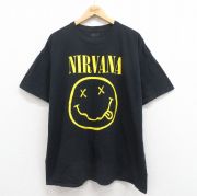 XL★古着 半袖 ロック バンド Tシャツ メンズ ニルバーナ ニルヴァーナ 大きいサイズ コットン クルーネック 黒 ブラック 【spe】 25aug18 中古