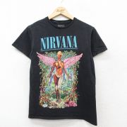 S★古着 半袖 ロック バンド Tシャツ メンズ ニルバーナ ニルヴァーナ インユーテロ コットン クルーネック 黒 ブラック 【spe】 25aug28 中古