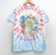 M★古着 半袖 ロック バンド Tシャツ メンズ ロラパルーザ フェス アリアナグランデ ドナルドグローヴィー コットン クルーネック 紫他 パープル タイダイ 【spe】 25aug29 中古