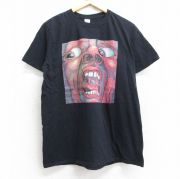 L★古着 半袖 ロック バンド Tシャツ メンズ キングクリムゾン コットン クルーネック 黒 ブラック 【spe】 25aug29 中古