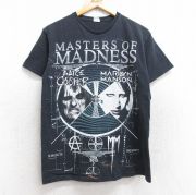 M★古着 半袖 ロック バンド Tシャツ メンズ アリスクーパー マリリンマンソン コットン クルーネック 黒 ブラック 【spe】 25aug29 中古