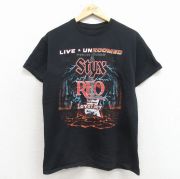 M★古着 半袖 ロック バンド Tシャツ メンズ STYX レオスピードワゴン クルーネック 黒【spe】 26mar13