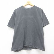 XL★古着 半袖 ロック バンド Tシャツ メンズ メタリカ コットン クルーネック グレー【spe】 26mar25