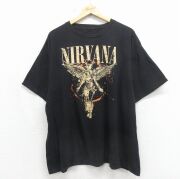 XL★古着 半袖 ロック バンド Tシャツ メンズ ニルバーナ ニルヴァーナ 大きいサイズ クルーネック 黒【spe】 26may12