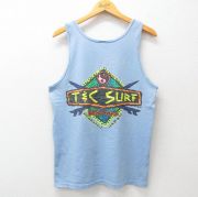 M★古着 ビンテージ タンクトップ メンズ 80年代 80s T&amp;Cサーフデザインズ コットン クルーネック USA製 薄紺 ネイビー 【spe】 25jul17 中古