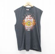L★古着 ハーレーダビッドソン Harley Davidson ノースリーブ ビンテージ Tシャツ メンズ 00年代 00s ミシガン バイク クルーネック USA製 濃グレー 霜降り 【spe】 25jul18 中古
