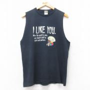 M★古着 フルーツオブザルーム ノースリーブ ビンテージ Tシャツ メンズ 00年代 00s ファミリーガイ ステューウィーグリフィン コットン クルーネック 黒 ブラック 【spe】 25jul24 中古