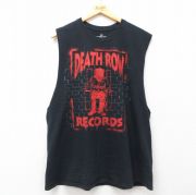 XL★古着 ノースリーブ ロック バンド Tシャツ メンズ デスロウレコード コットン クルーネック 黒 ブラック 【spe】 25jul19 中古