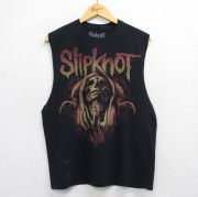 L★古着 ノースリーブ ロック バンド Tシャツ メンズ スリップノット コットン クルーネック 黒 ブラック 【spe】 25jul19 中古