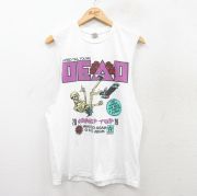 M★古着 ノースリーブ Tシャツ メンズ DEAD スケルトン ラットフィンク コットン クルーネック 白 ホワイト 【spe】 25jul19 中古