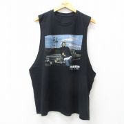 XL★古着 ノースリーブ ヒップホップ ラップ Tシャツ メンズ アイスキューブ クルーネック 黒 ブラック 【spe】 25jul23 中古