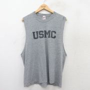 L★古着 ノースリーブ ビンテージ Tシャツ タンクトップ メンズ 90年代 90s ミリタリー USMC クルーネック USA製 グレー 霜降り 【spe】 25aug13 中古