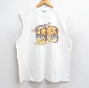 XL★古着 ノースリーブ ビンテージ Tシャツ メンズ 00年代 00s ディズニー DISNEY ミッキー MICKEY MOUSE 大きいサイズ コットン クルーネック 白 ホワイト 25aug13 中古