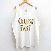 XL★古着 ビンテージ タンクトップ メンズ 00年代 00s ディズニー DISNEY クルーズライン 大きいサイズ コットン クルーネック カナダ製 白 ホワイト 25aug13 中古