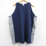 XL★古着 ラッセル ビンテージ タンクトップ メンズ 00年代 00s ツートンカラー 大きいサイズ クルーネック 紺他 ネイビー 【spe】 25aug18 中古