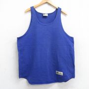 XL★古着 ラッセル ビンテージ タンクトップ メンズ 90年代 90s 無地 大きいサイズ コットン クルーネック USA製 青 ブルー 【spe】 25aug25 中古