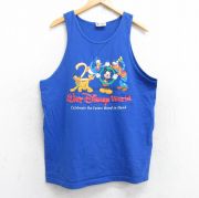 L★古着 ビンテージ タンクトップ メンズ 00年代 00s ディズニー DISNEY ミッキー MICKEY MOUSE プルート ドナルド コットン クルーネック USA製 青 ブルー 【spe】 25aug25 中古