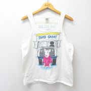 M★古着 ビンテージ タンクトップ メンズ 90年代 90s 犬 トラック エアブラシ ハンドペイント クルーネック USA製 白【spe】 26mar27