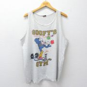 XL★古着 ビンテージ タンクトップ メンズ 90年代 90s ディズニー グーフィー ジム コットン クルーネック グレー 霜降り 26mar27