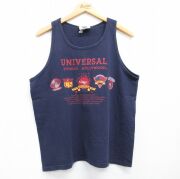 L★古着 ビンテージ タンクトップ メンズ 90年代 90s ユニバーサルスタジオ コットン クルーネック USA製 ネイビー【spe】 26jun04