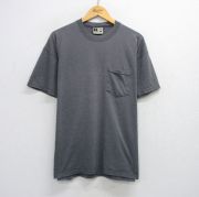 XL★古着 ラッセル 半袖 ビンテージ Tシャツ メンズ 00年代 00s 無地 胸ポケット付き 大きいサイズ クルーネック 濃グレー 霜降り 【spe】 25jul24 中古