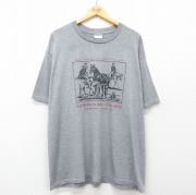 XL★古着 ジャージーズ 半袖 ビンテージ Tシャツ メンズ 90年代 90s 馬 大きいサイズ クルーネック グレー 霜降り 【spe】 25jul24 中古