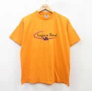 L★古着 半袖 ビンテージ Tシャツ メンズ 90年代 90s バージニアビーチ 刺繍 クルーネック USA製 オレンジ系 【spe】 25jul22 中古