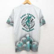 L★古着 フルーツオブザルーム 半袖 ビンテージ Tシャツ メンズ 90年代 90s CHILI サッカー クルーネック USA製 薄グレー他 霜降り 【spe】 25jul23 中古