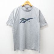 XL★古着 リーボック REEBOK 半袖 ビンテージ Tシャツ メンズ 90年代 90s ビッグロゴ クルーネック グレー 霜降り 【spe】 25jul23 中古