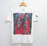 L★古着 半袖 ビンテージ Tシャツ メンズ 90年代 90s シマウマ コットン クルーネック USA製 白 ホワイト 【spe】 25aug01 中古