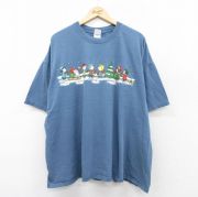 XL★古着 半袖 ビンテージ Tシャツ メンズ 00年代 00s ピーナッツ スヌーピー SNOOPY 雪 大きいサイズ コットン クルーネック 紺 ネイビー 【spe】 25aug01 中古