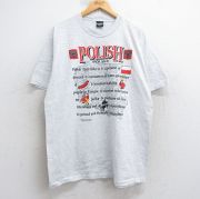 XL★古着 HAGGAR 半袖 ビンテージ Tシャツ メンズ 90年代 90s POLISH 地図 大きいサイズ コットン クルーネック USA製 薄グレー 霜降り 【spe】 25aug05 中古