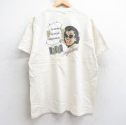 XL★古着 半袖 ビンテージ Tシャツ メンズ 90年代 90s BOLLE 女性 大きいサイズ コットン クルーネック USA製 生成り 【spe】 25aug05 中古